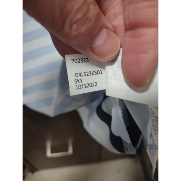 G/FORE Sleeveless Golf Polo Shirt Striped Athletic Top Blue White Large - Picture 6 of 6